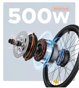 Động cơ mạnh mẽ 500W đặt tại trục sau.