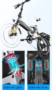 Xe đạp điện trợ lực gấp Zhengbu K6S có khả năng hấp thụ sốc tốt