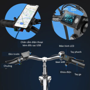 Chi tiết tay cầm xe đạp trợ lực Zhengbu X6