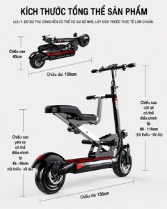 Kích thước tổng thể của chiếc scooter điện gấp gọn Sealup Q13